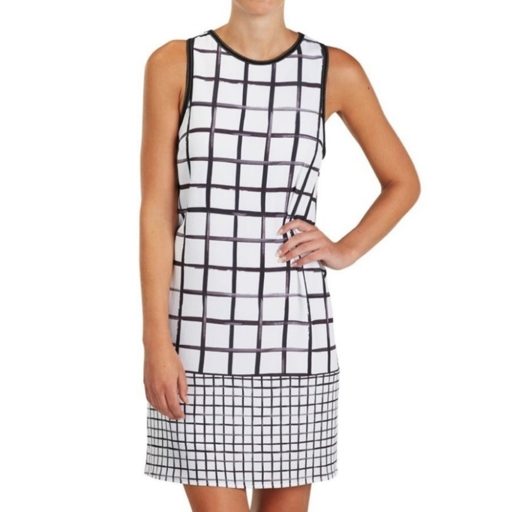 Mud Pie Rosie Shift Dress Sleeveless Black & White Small